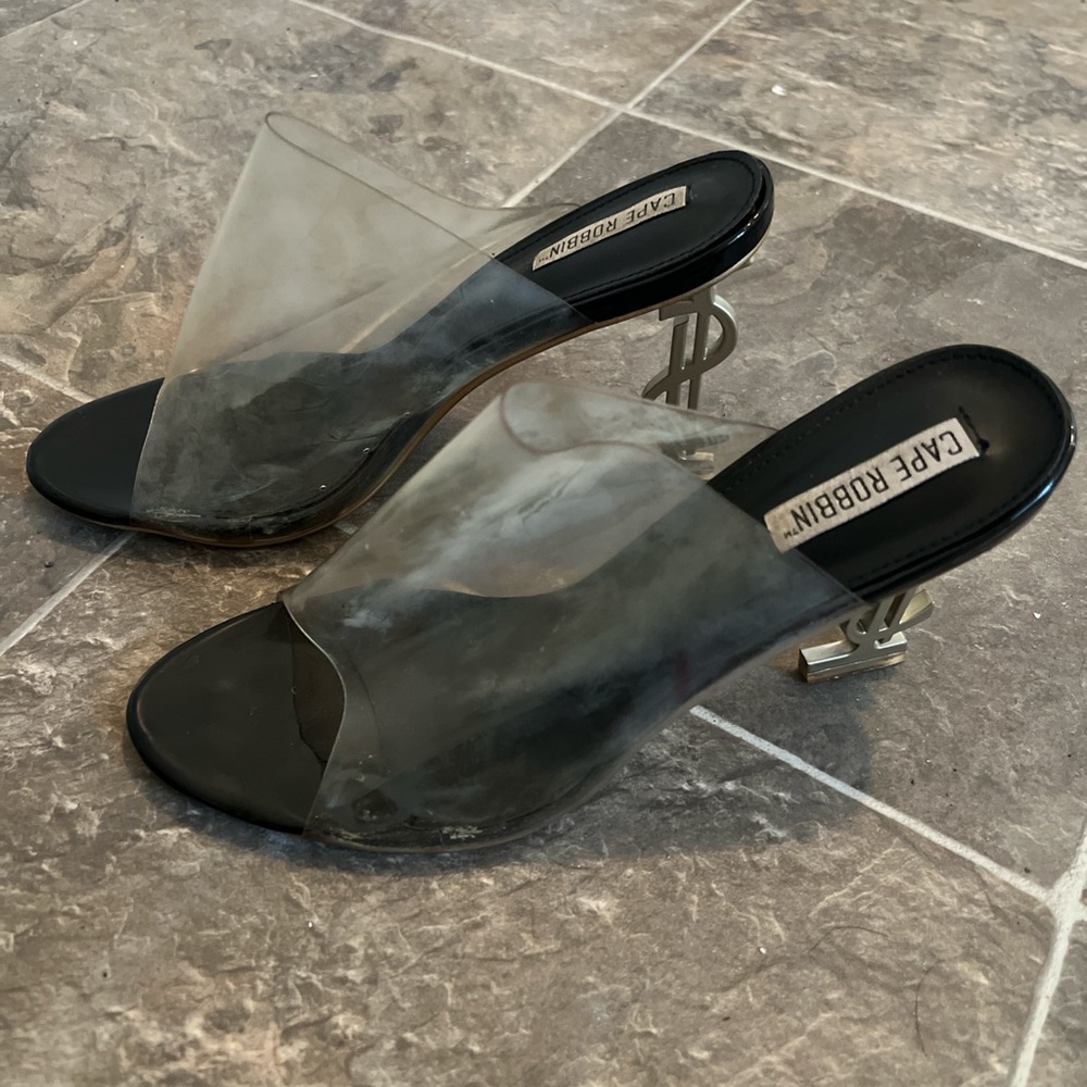 Cape Robbin Women's Black Transparent Money Heels RUNS SMALL